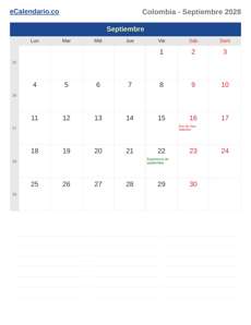 Calendario 2028 Septiembre