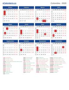 Calendario 2029
